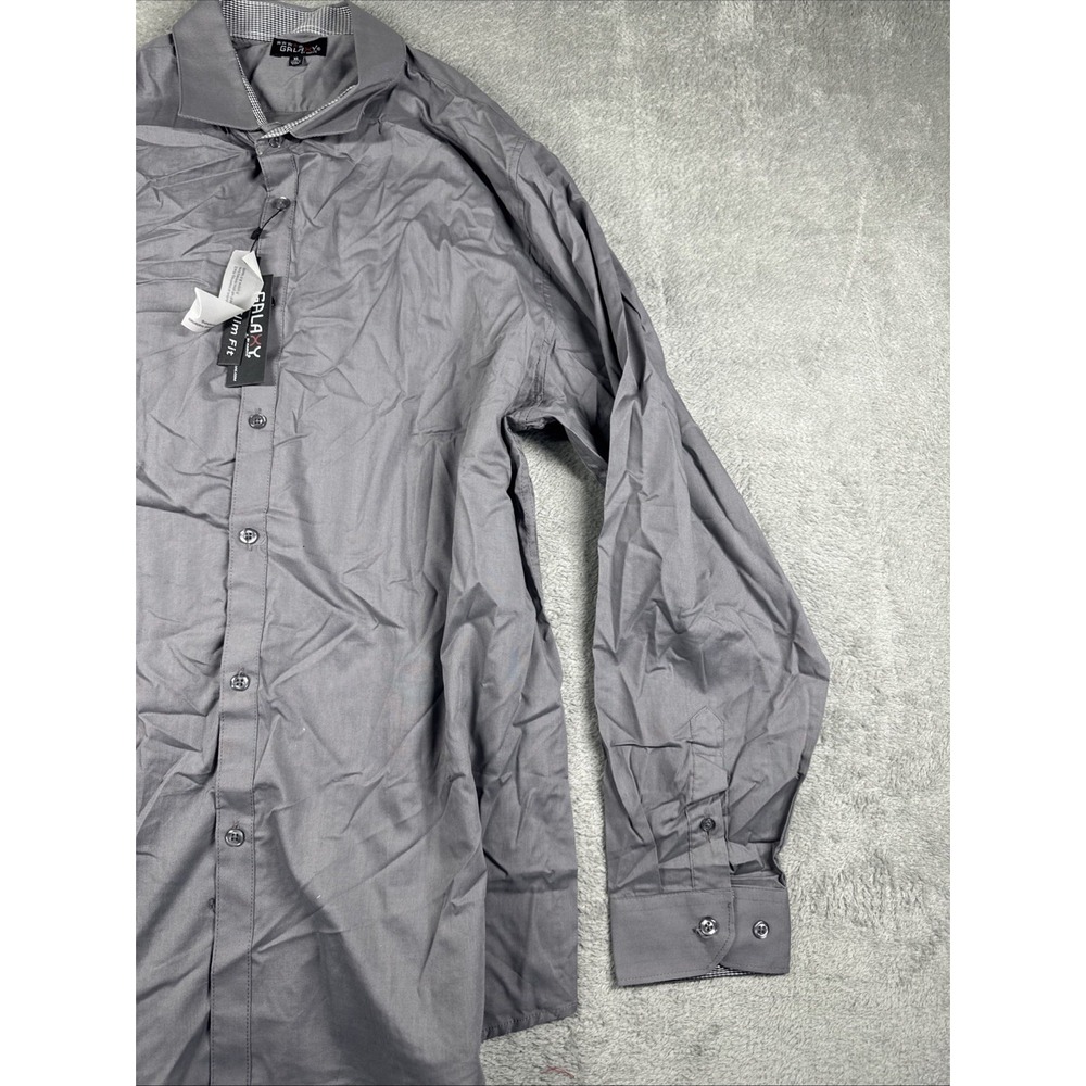 NWT GALAXY BY HARVIC Men's Long Sleeve Button Shirt Business CasualGray Size XL - Picture 4 of 9
